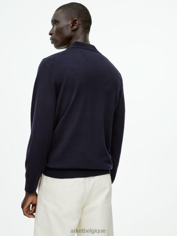 ARKET pull polo en mérinos Hommes bleu foncé T46DR1051 vêtements