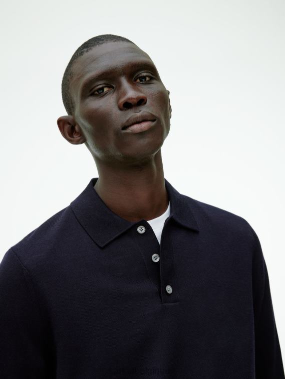 ARKET pull polo en mérinos Hommes bleu foncé T46DR1051 vêtements
