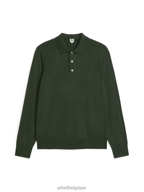 ARKET pull polo en mérinos Hommes vert foncé T46DR1047 vêtements
