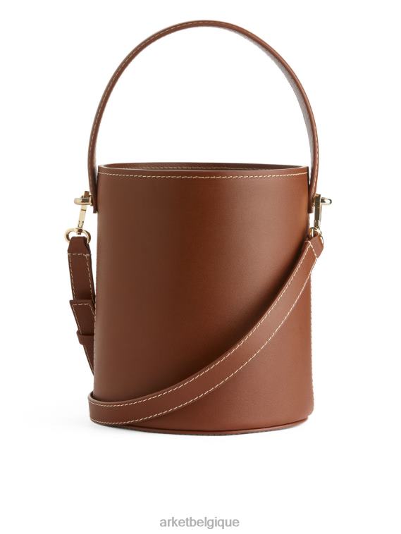 ARKET petit sac seau en cuir unisexe brun T46DR768 Sacs