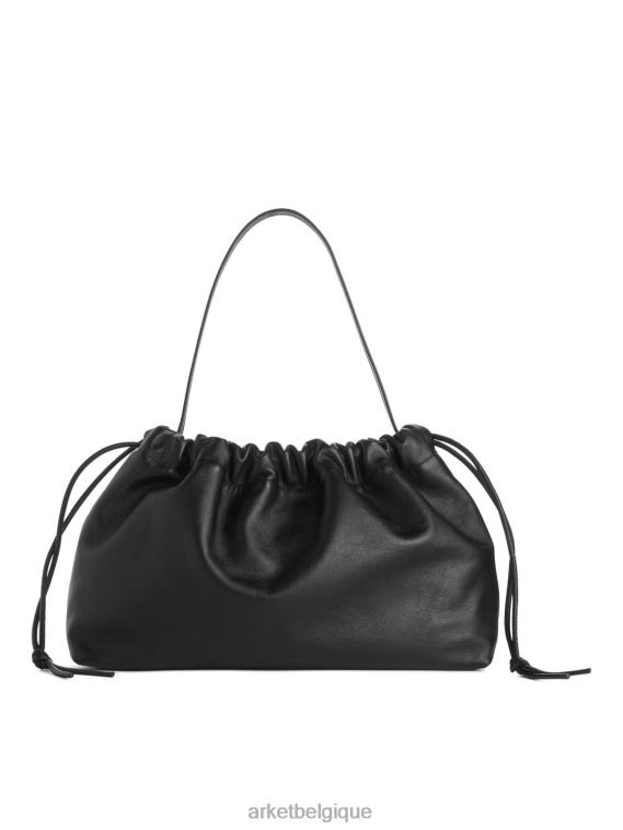 ARKET pochette en cuir froncée unisexe noir T46DR769 Sacs