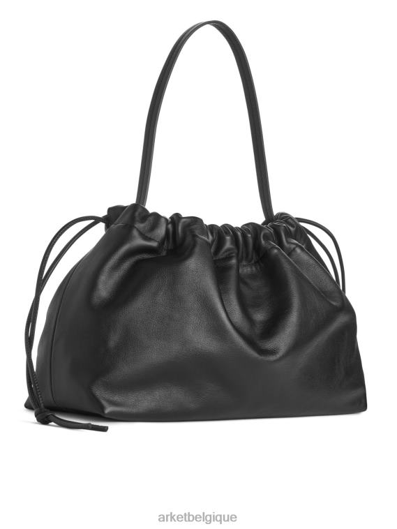 ARKET pochette en cuir froncée unisexe noir T46DR769 Sacs