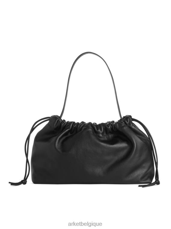 ARKET pochette en cuir froncée unisexe noir T46DR769 Sacs