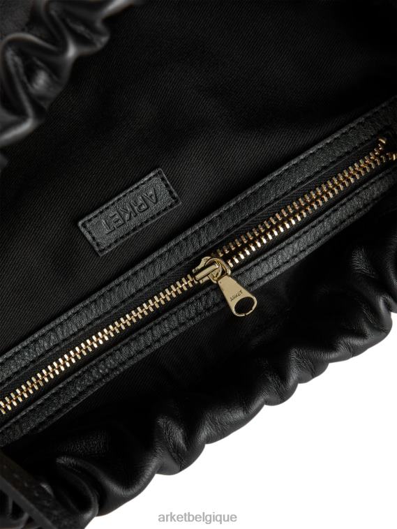 ARKET pochette en cuir froncée unisexe noir T46DR769 Sacs