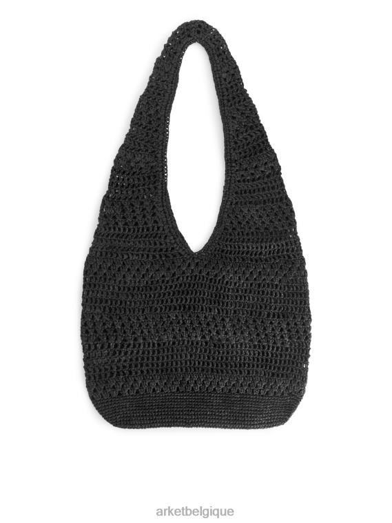 ARKET sac à bandoulière en paille au crochet unisexe noir T46DR751 Sacs