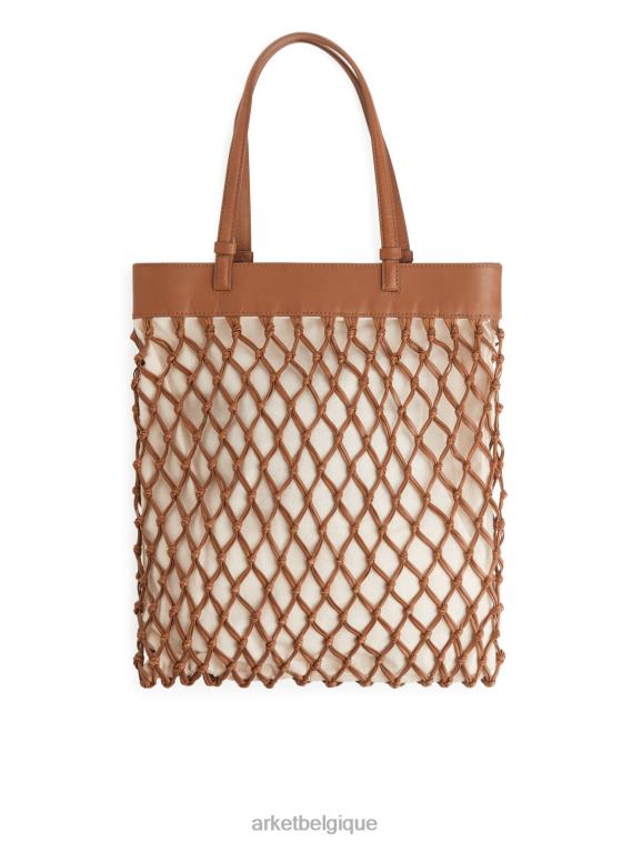 ARKET sac cabas en cuir tressé unisexe marron/blanc cassé T46DR771 Sacs