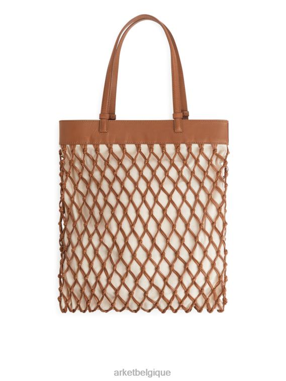 ARKET sac cabas en cuir tressé unisexe marron/blanc cassé T46DR771 Sacs