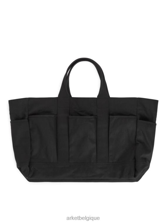 ARKET sac cabas en toile à poches multiples unisexe noir T46DR749 Sacs