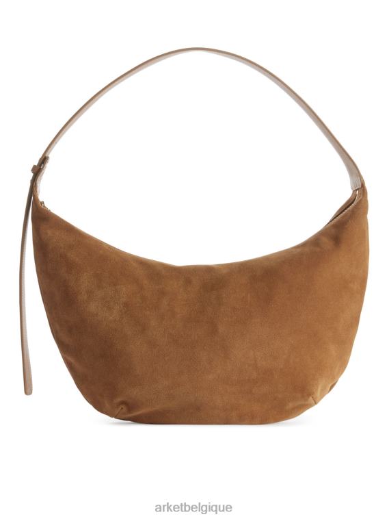 ARKET sac en daim courbé unisexe brun caramel T46DR763 Sacs