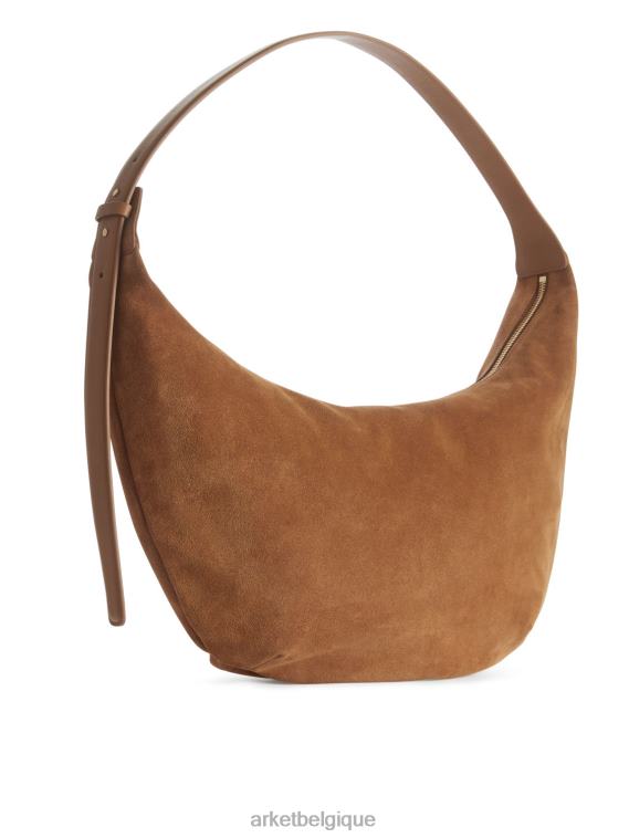 ARKET sac en daim courbé unisexe brun caramel T46DR763 Sacs