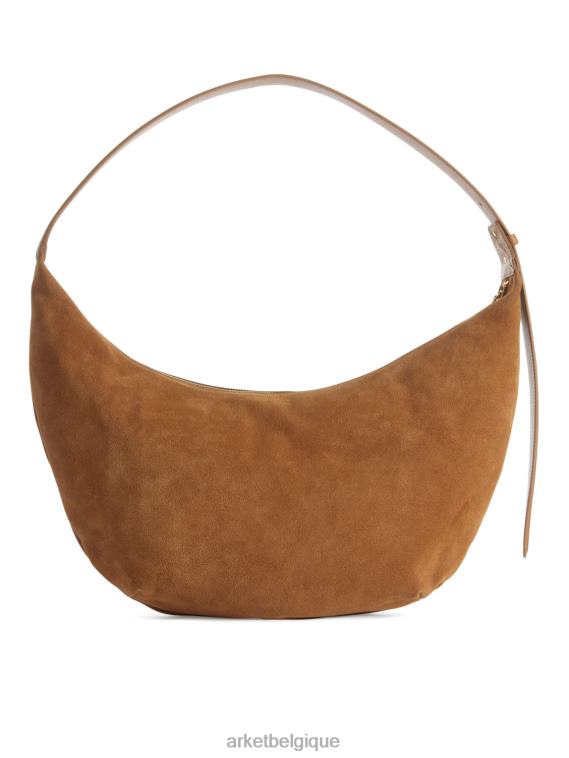 ARKET sac en daim courbé unisexe brun caramel T46DR763 Sacs