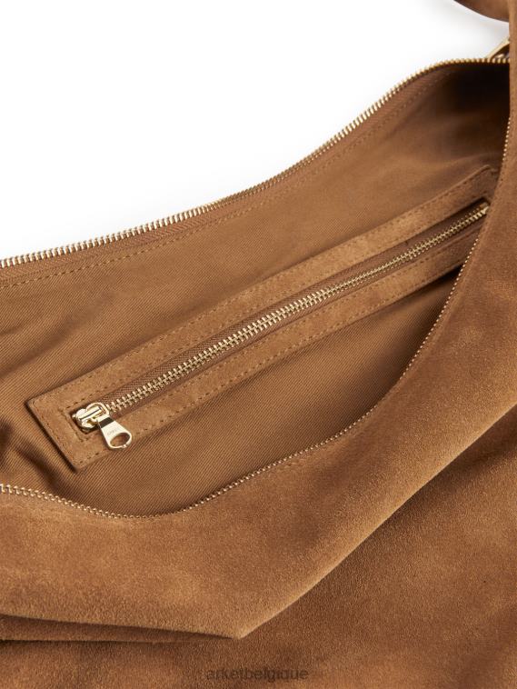 ARKET sac en daim courbé unisexe brun caramel T46DR763 Sacs