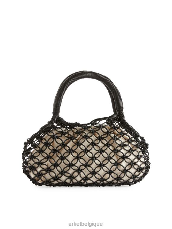 ARKET sac en macramé en cuir unisexe noir T46DR760 Sacs