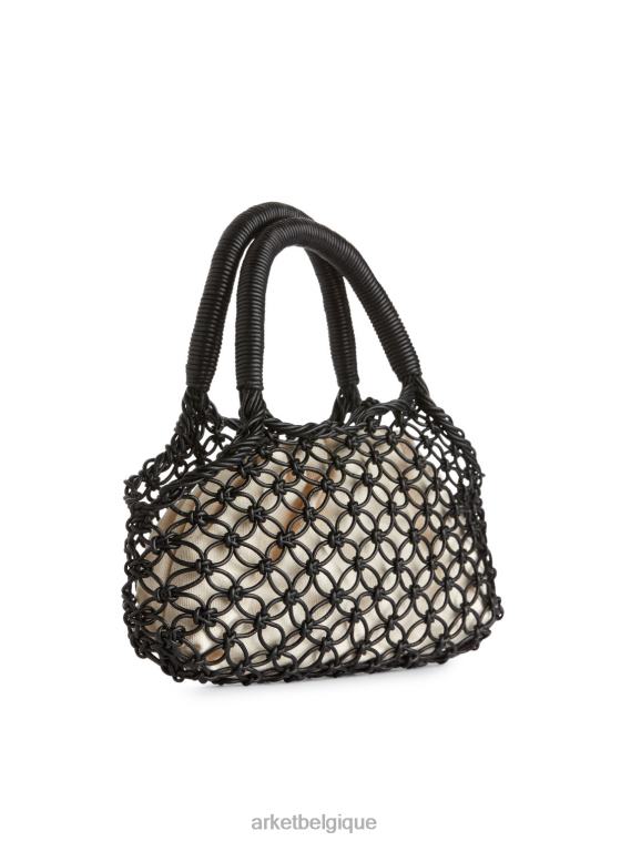 ARKET sac en macramé en cuir unisexe noir T46DR760 Sacs