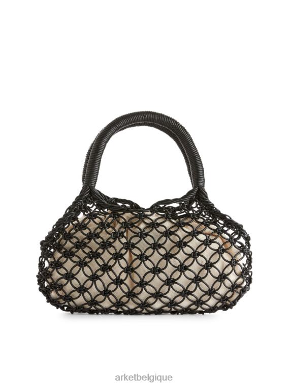ARKET sac en macramé en cuir unisexe noir T46DR760 Sacs