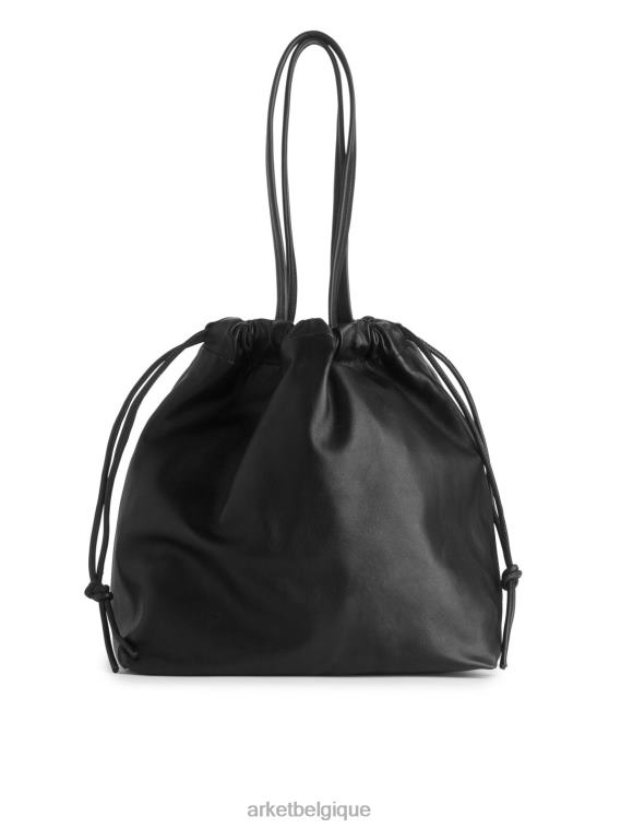 ARKET sac fourre-tout en cuir à cordon coulissant unisexe noir T46DR746 Sacs