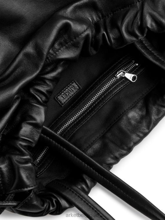 ARKET sac fourre-tout en cuir à cordon coulissant unisexe noir T46DR746 Sacs