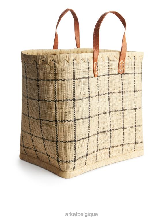 ARKET un monde d'artisanat grand sac en raphia unisexe beige/noir T46DR651 Sacs