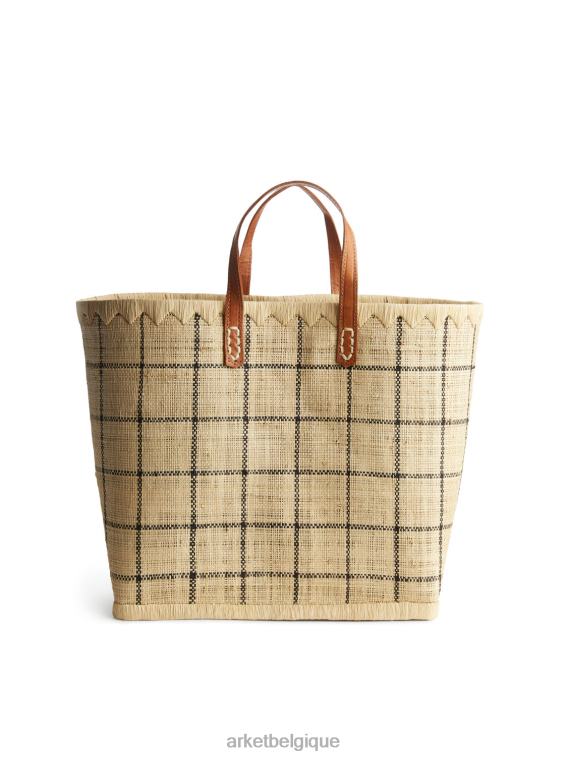 ARKET un monde d'artisanat petit sac en raphia unisexe beige/noir T46DR757 Sacs