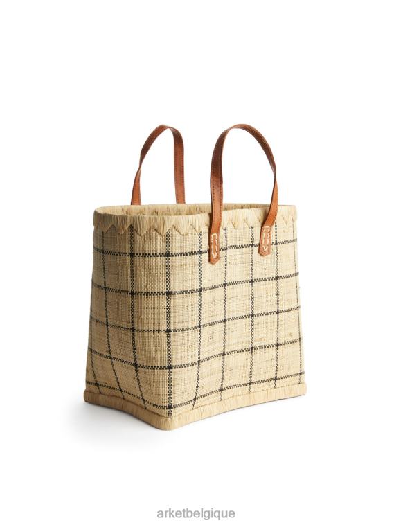ARKET un monde d'artisanat petit sac en raphia unisexe beige/noir T46DR757 Sacs