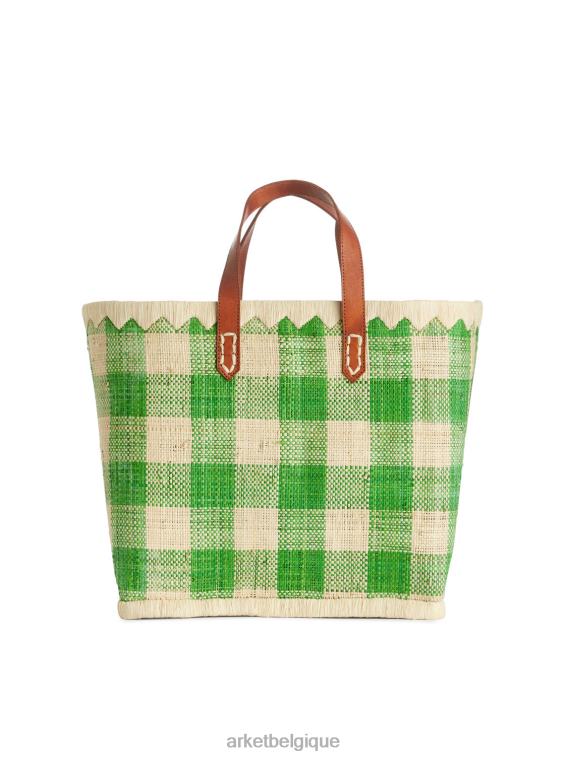 ARKET un monde d'artisanat petit sac en raphia unisexe vert/beige T46DR752 Sacs
