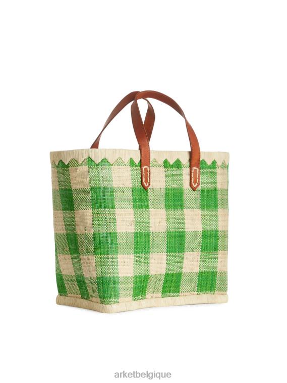 ARKET un monde d'artisanat petit sac en raphia unisexe vert/beige T46DR752 Sacs