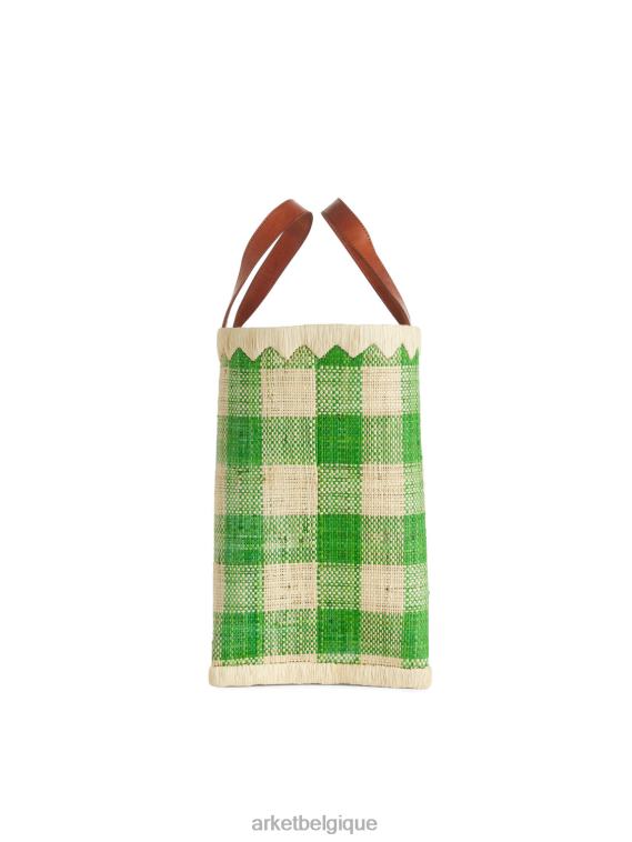 ARKET un monde d'artisanat petit sac en raphia unisexe vert/beige T46DR752 Sacs