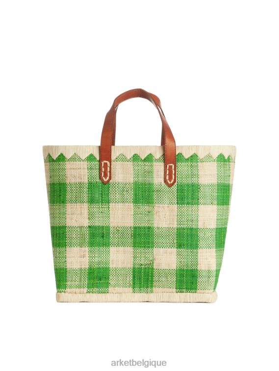 ARKET un monde d'artisanat petit sac en raphia unisexe vert/beige T46DR752 Sacs